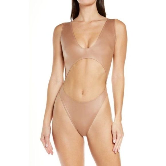 Skims Wet Jersey Cutout Bodysuit In Sienna 4X - Picture 1 of 5
